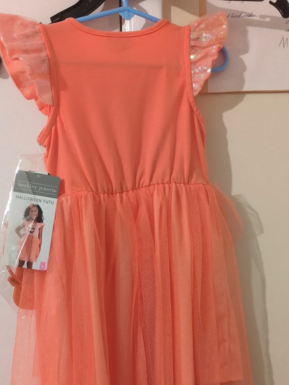 Berkeley Jensen Halloween Lining Tutu Sequin Pumpkin Dress/Headband Size 4